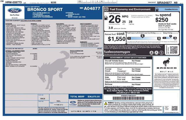 Certified 2021 Ford Bronco Sport Outer Banks w/ Outer Banks Package AWD/4WD image 2