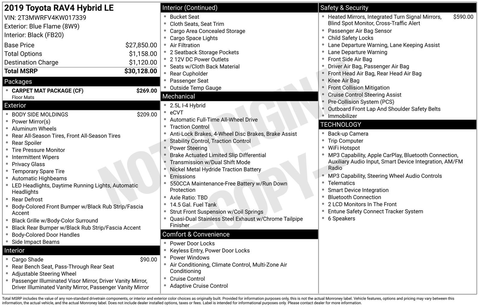 Used 2019 Toyota RAV4 LE w/ Carpet Mat Package AWD/4WD image 9