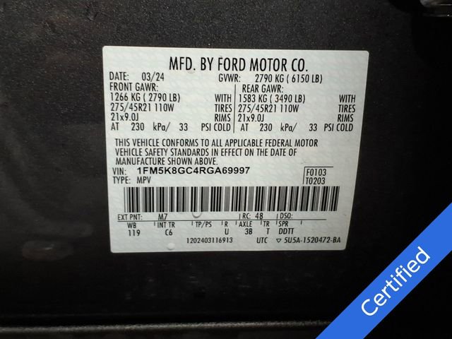 Certified 2024 Ford Explorer ST w/ Equipment Group 401A AWD/4WD image 37