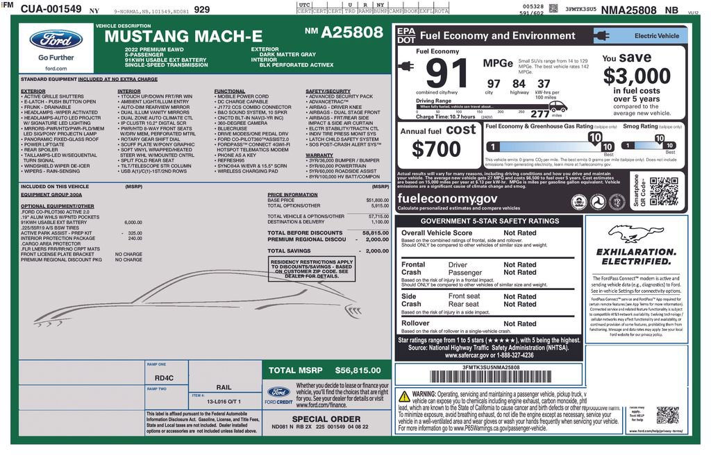Certified 2022 Ford Mustang Mach-E Premium AWD/4WD image 2