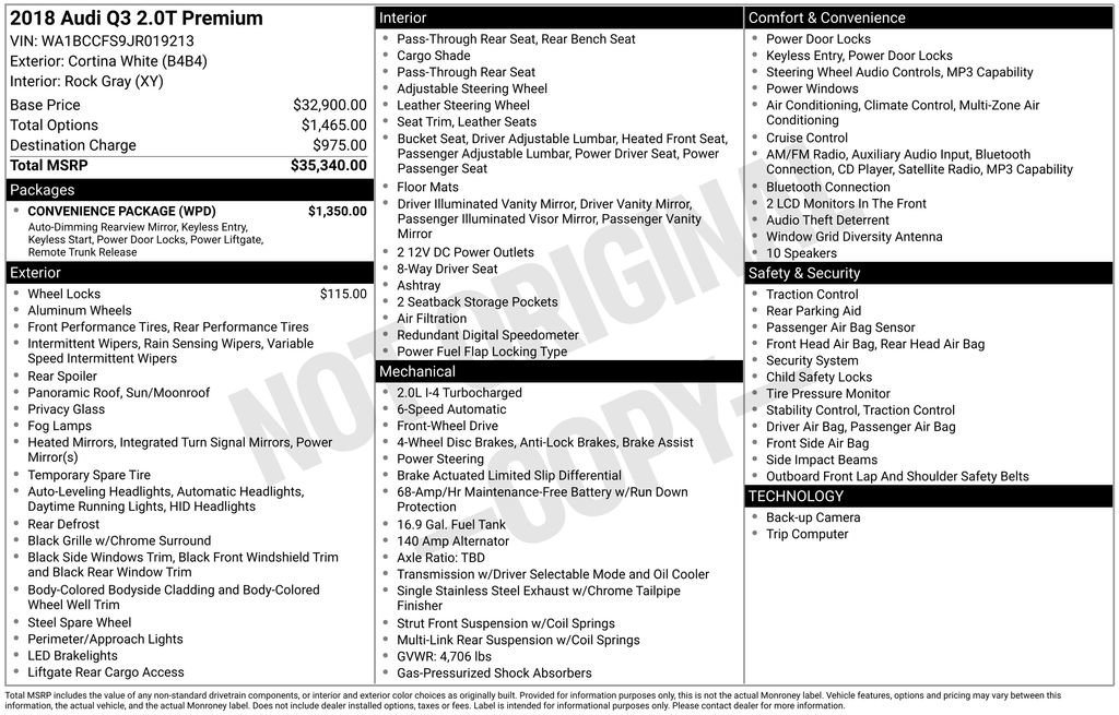 Used 2018 Audi Q3 2.0T Premium w/ Convenience Package image 3