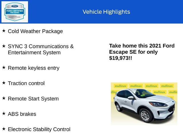 Certified 2021 Ford Escape SE w/ Cold Weather Package AWD/4WD image 10