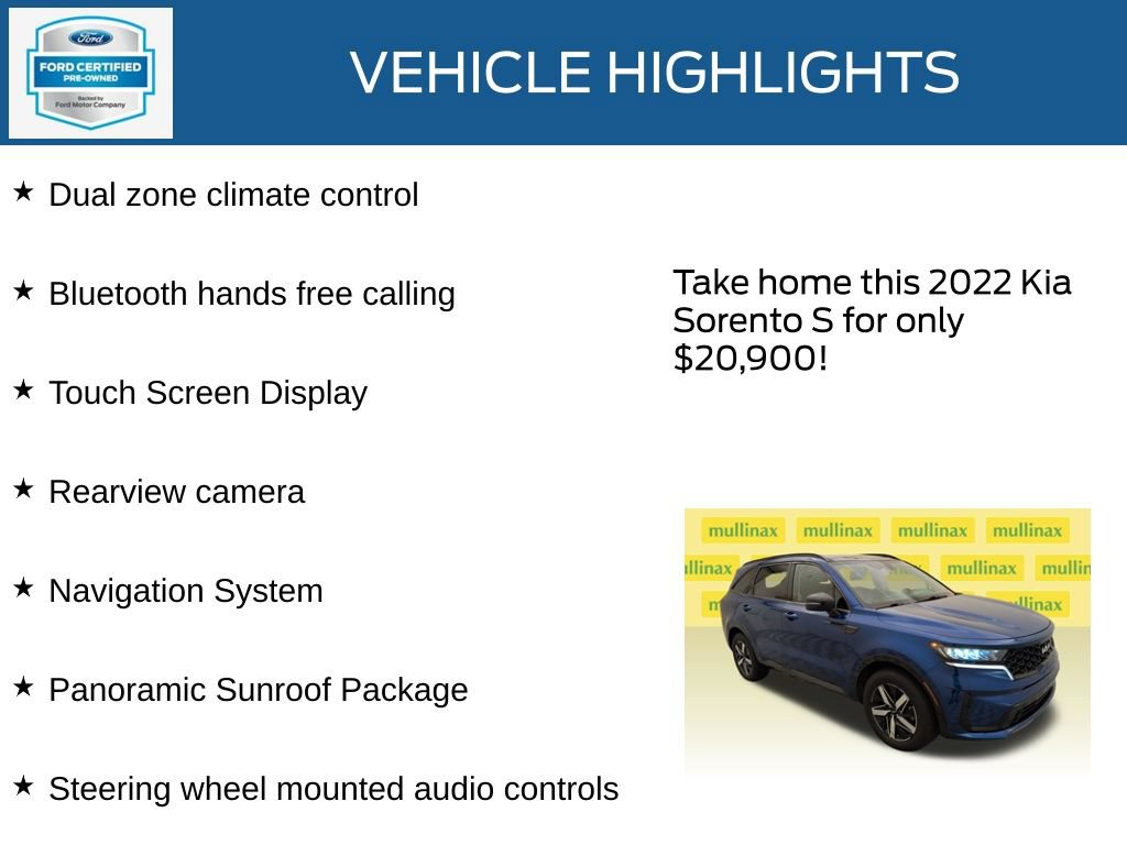Used 2022 Kia Sorento S w/ Panoramic Sunroof Package FWD image 23