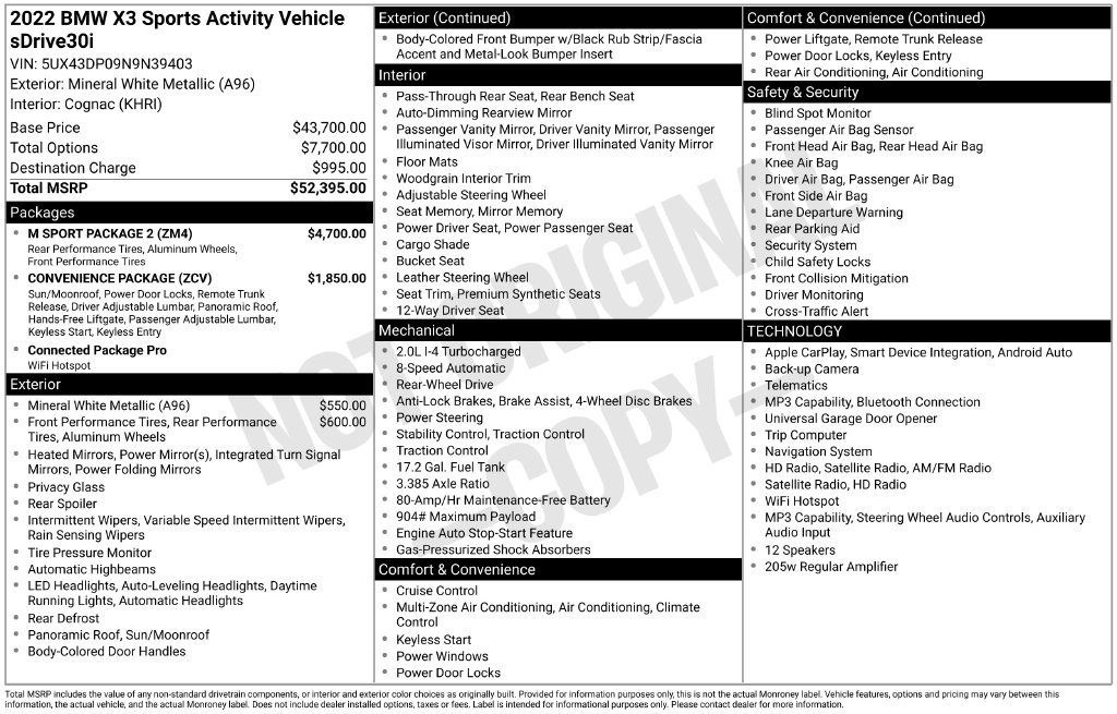 Used 2022 BMW X3 sDrive30i w/ M Sport Package 2 RWD image 5