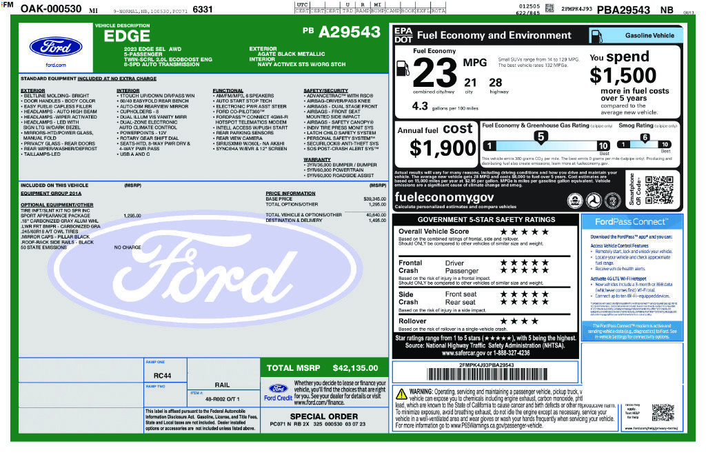 Certified 2023 Ford Edge SEL w/ Sport Appearance Package AWD/4WD image 36