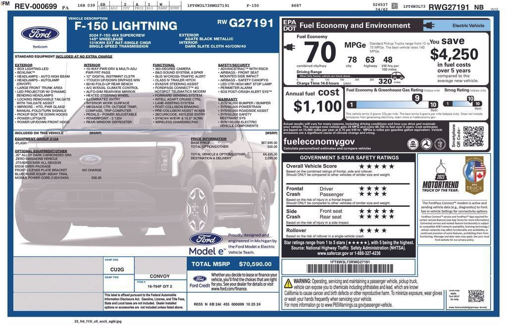 Certified 2024 Ford F150 Lightning Flash AWD/4WD image 63