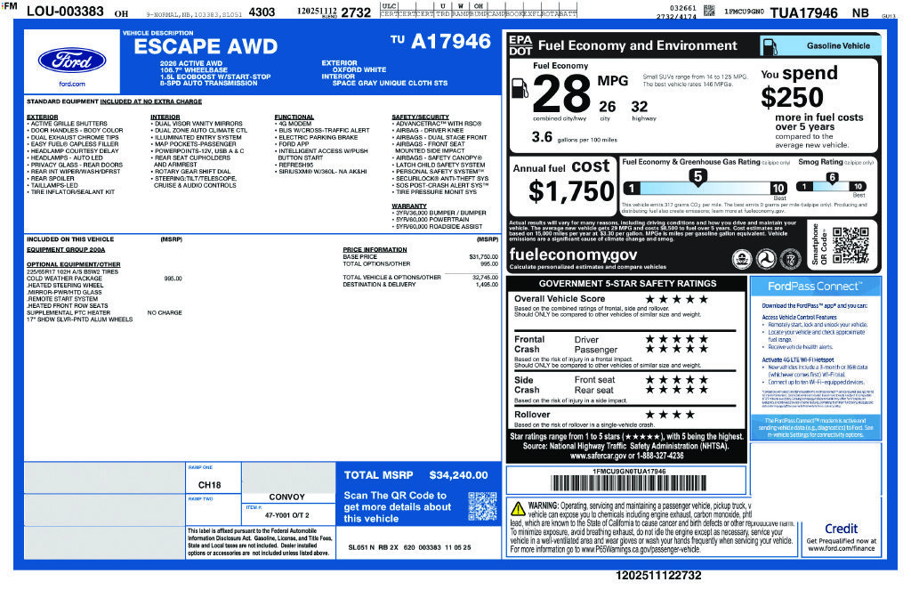 Certified 2026 Ford Escape Active w/ Cold Weather Package AWD/4WD image 16