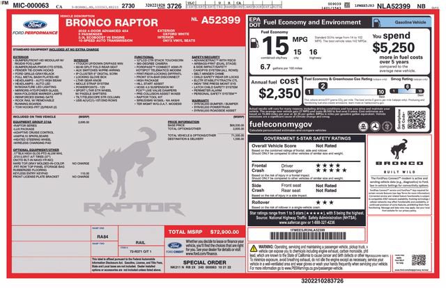 Certified 2022 Ford Bronco Raptor AWD/4WD image 35