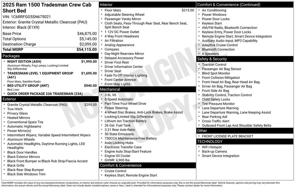 Used 2025 RAM 1500 Tradesman w/ Night Edition AWD/4WD image 27