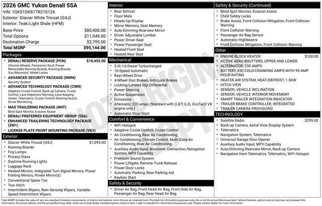 Used 2026 GMC Yukon Denali w/ Denali Reserve Package RWD image 4
