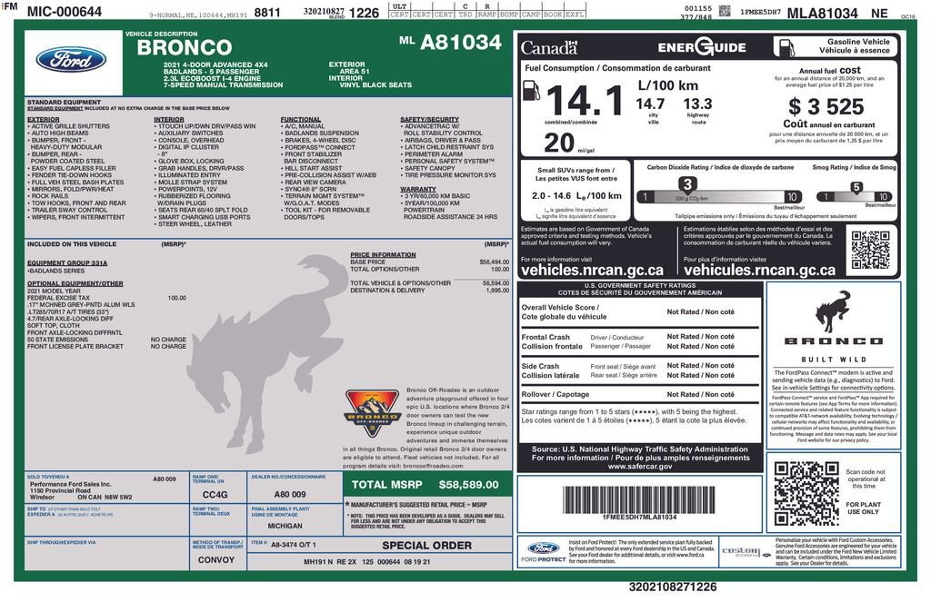 Certified 2021 Ford Bronco Badlands AWD/4WD image 10