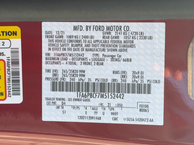 Certified 2021 Ford Mustang GT Premium w/ Equipment Group 401A RWD image 30