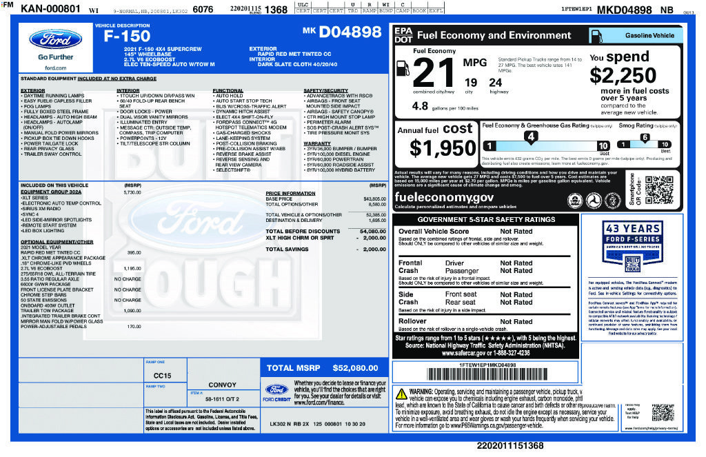 Certified 2021 Ford F150 XLT w/ Equipment Group 302A High AWD/4WD image 2