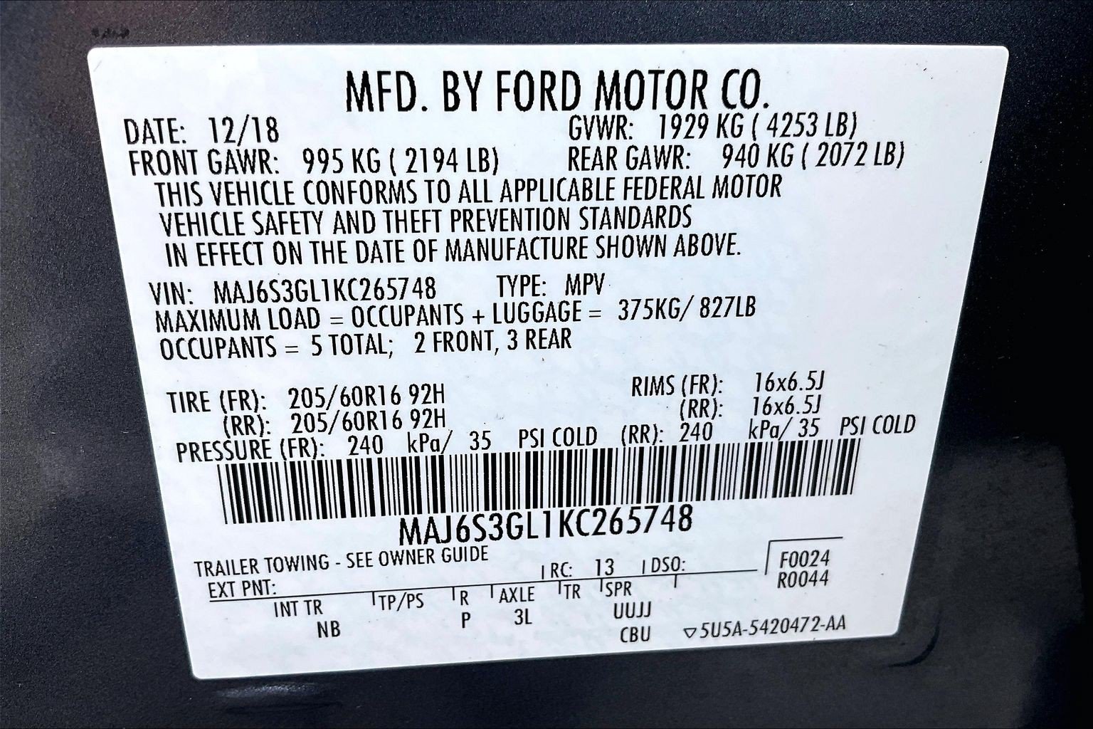 Certified 2019 Ford EcoSport SE AWD/4WD image 33