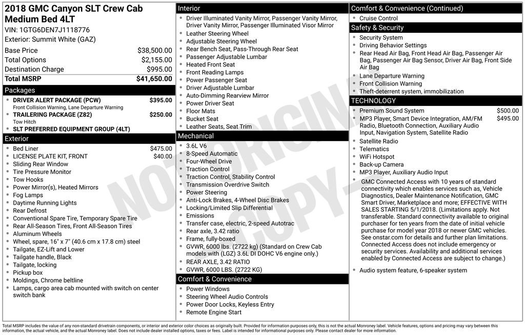 Used 2018 GMC Canyon SLT w/ Driver Alert Package AWD/4WD image 2