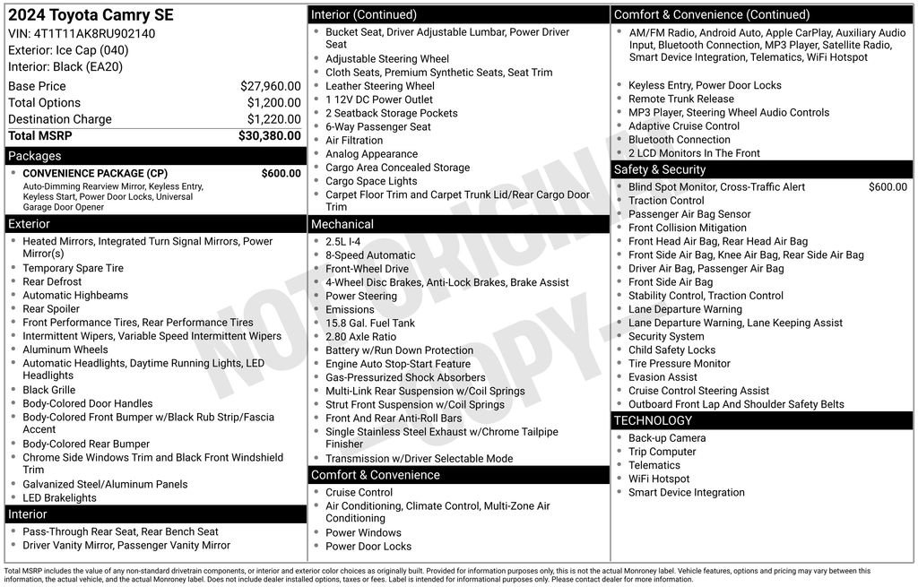 Used 2024 Toyota Camry SE w/ Convenience Package image 11