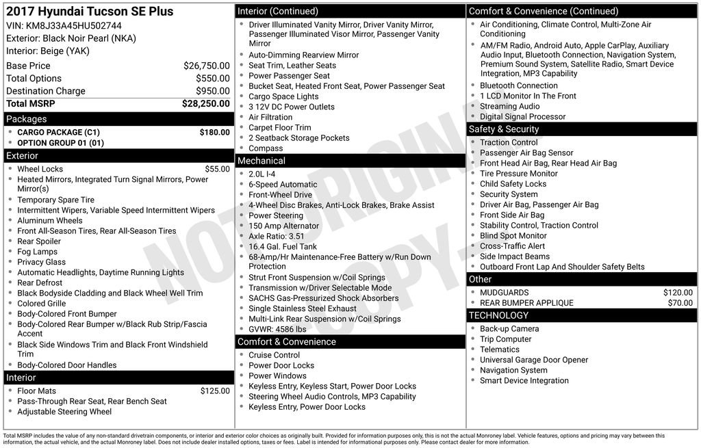 Used 2017 Hyundai Tucson SE Plus w/ Cargo Package FWD image 3