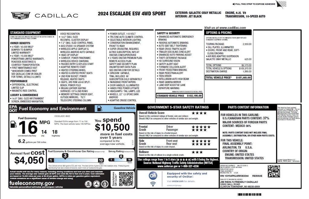 Used 2024 Cadillac Escalade ESV Sport w/ Touring Package AWD/4WD image 6