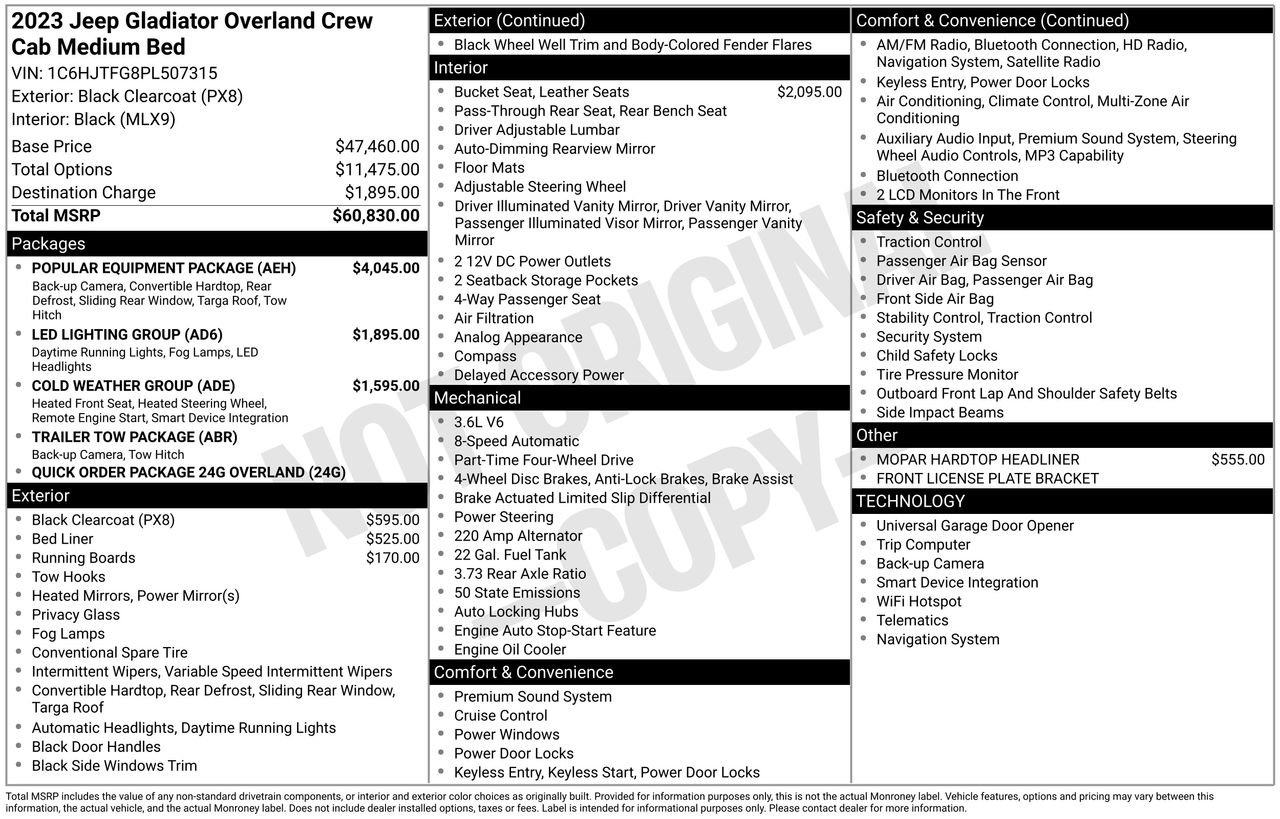 Used 2023 Jeep Gladiator Overland w/ Popular Equipment Package AWD/4WD image 46
