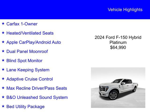 Certified 2024 Ford F150 Platinum w/ Equipment Group 703A Plus AWD/4WD image 2