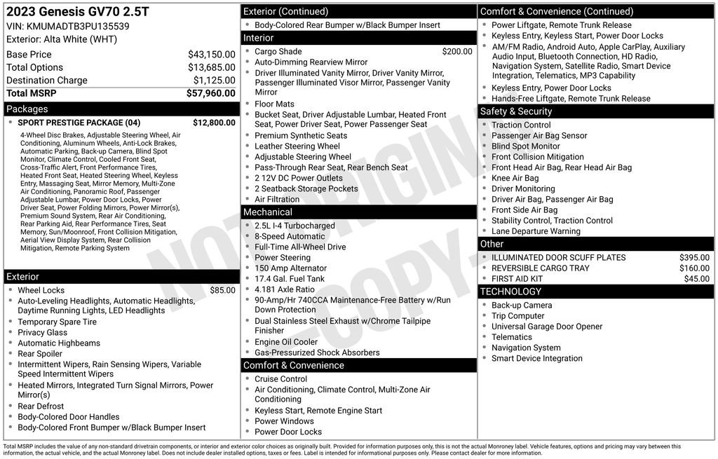 Used 2023 Genesis GV70 2.5T w/ Sport Prestige Package AWD/4WD image 7