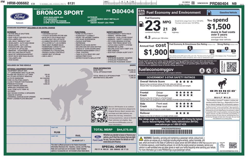 Certified 2023 Ford Bronco Sport Badlands w/ Premium Package AWD/4WD image 3