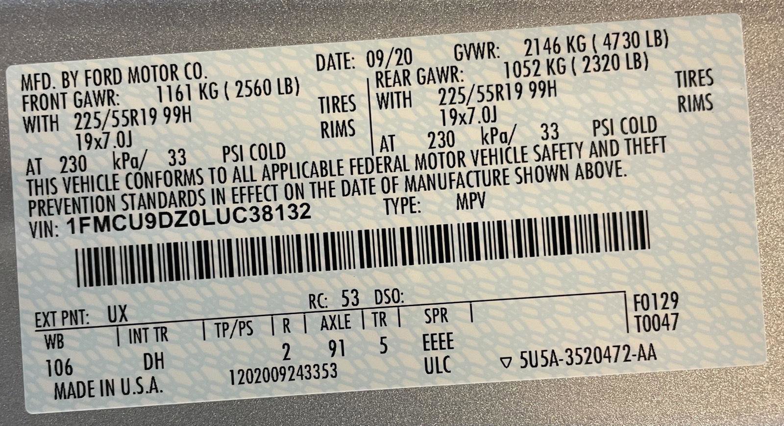 Certified 2020 Ford Escape Titanium w/ Titanium Premium Package 2.0 image 41