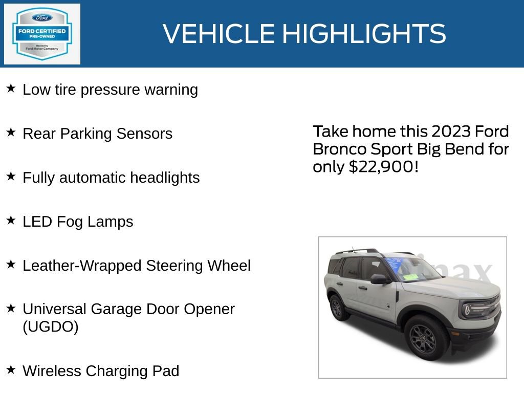 Certified 2023 Ford Bronco Sport Big Bend w/ Convenience Package image 34
