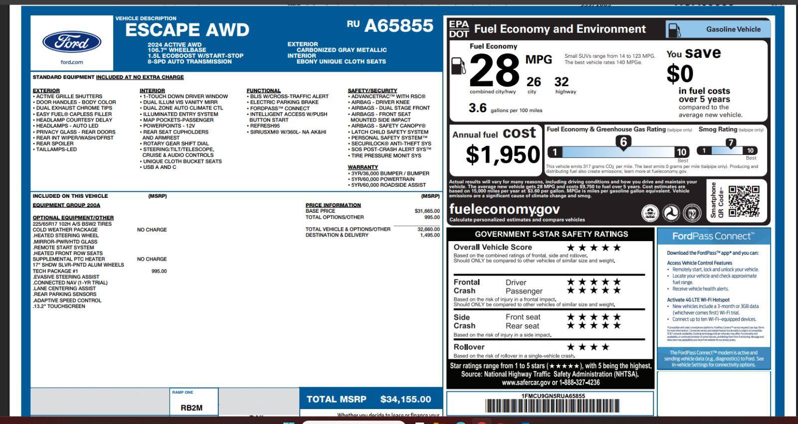 Certified 2024 Ford Escape Active w/ Tech Pack #1 AWD/4WD image 5