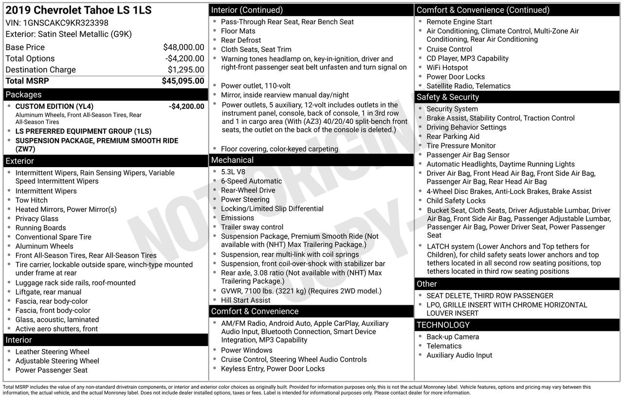 Used 2019 Chevrolet Tahoe LS RWD image 47