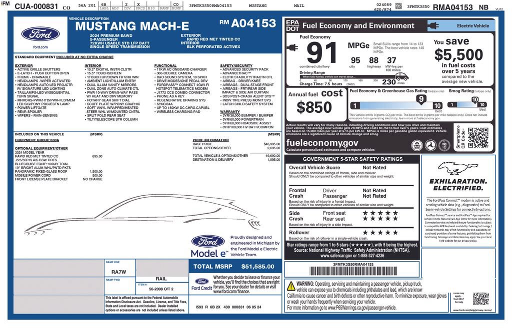 Certified 2024 Ford Mustang Mach-E Premium AWD/4WD image 49