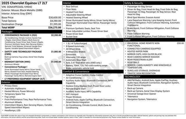 Used 2025 Chevrolet Equinox LT w/ Convenience Package II AWD/4WD image 37