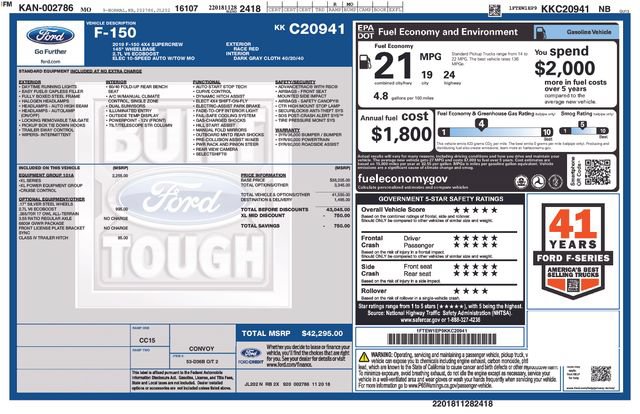 Certified 2019 Ford F150 XL w/ Equipment Group 101A Mid AWD/4WD image 38
