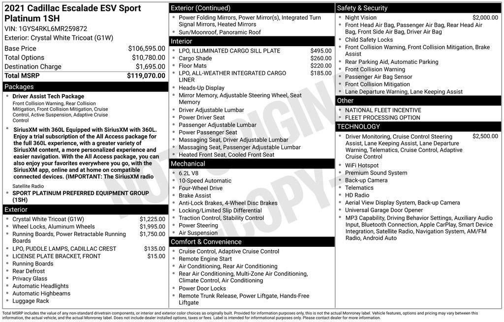 Used 2021 Cadillac Escalade ESV Sport Platinum AWD/4WD image 64