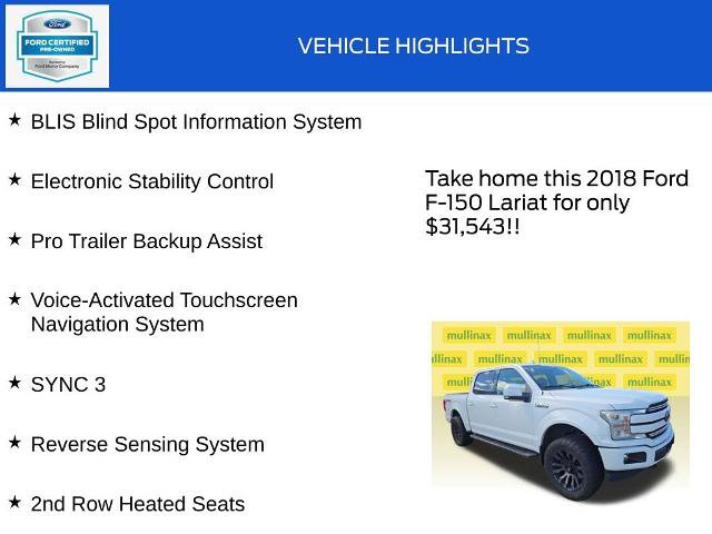Certified 2018 Ford F150 Lariat w/ Equipment Group 502A Luxury AWD/4WD image 19