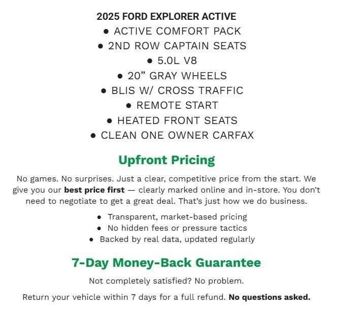 Certified 2025 Ford Explorer Active w/ Active Comfort Package image 2