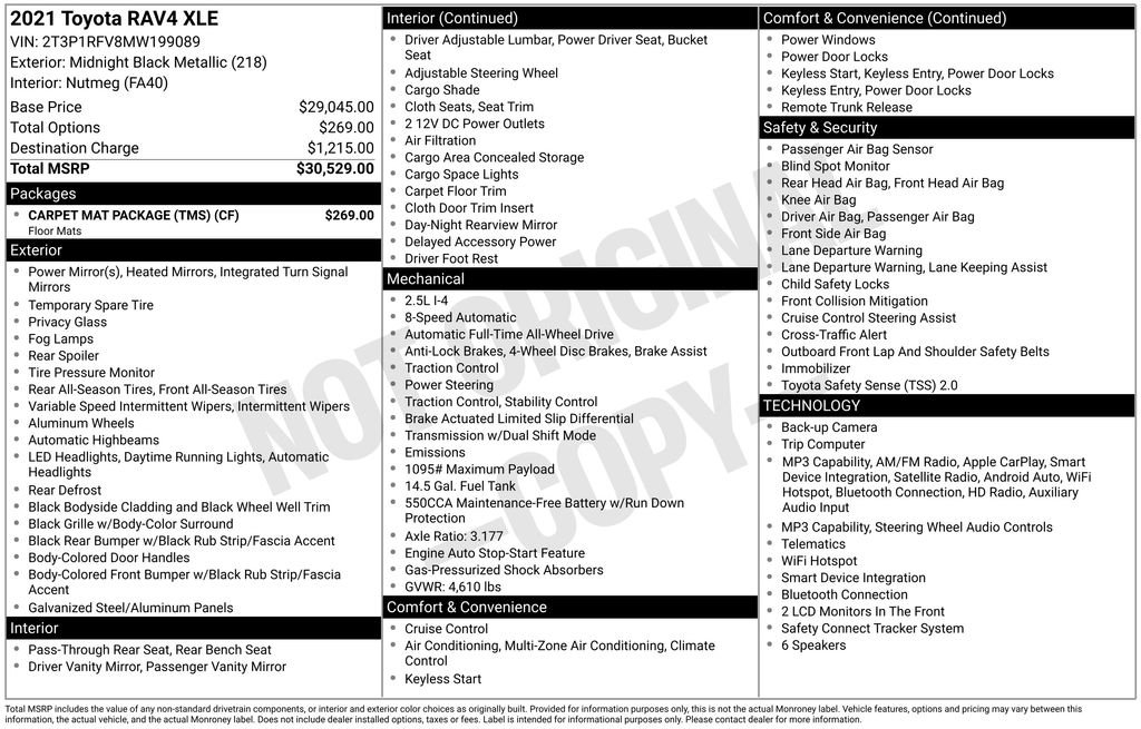 Used 2021 Toyota RAV4 XLE w/ Carpet Mat Package (TMS) AWD/4WD image 34