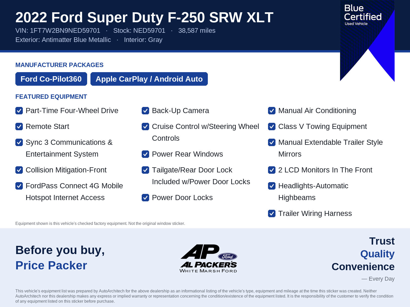 Certified 2022 Ford F250 XLT w/ XLT Premium Package AWD/4WD image 10