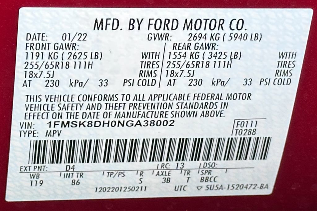 Certified 2022 Ford Explorer XLT image 59
