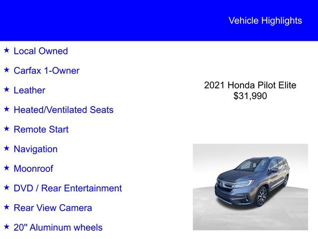Used 2021 Honda Pilot Elite image 2