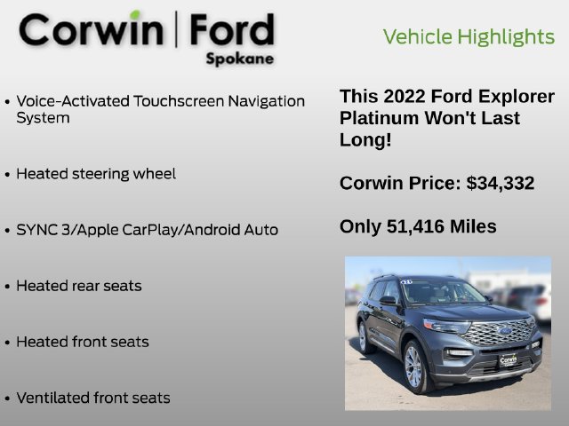 Certified 2022 Ford Explorer Platinum w/ Equipment Group 601A AWD/4WD image 13