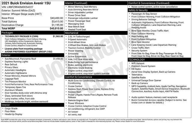 Used 2021 Buick Envision Avenir w/ Technology Package II FWD image 17