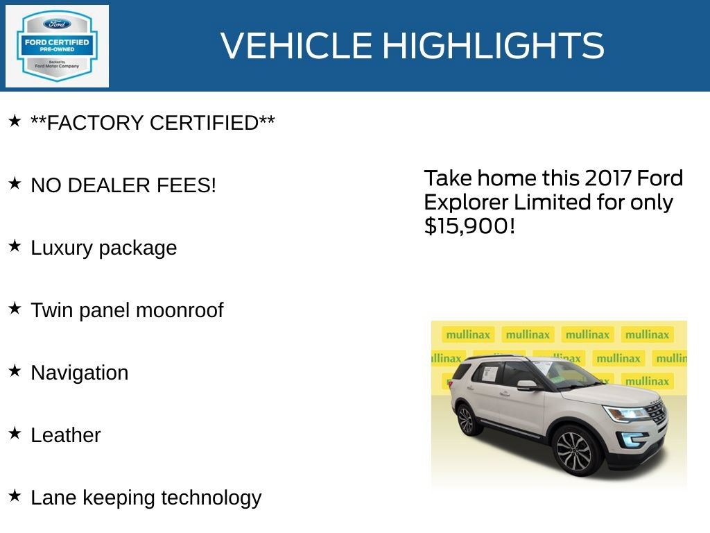 Certified 2017 Ford Explorer Limited w/ Equipment Group 301A FWD image 12