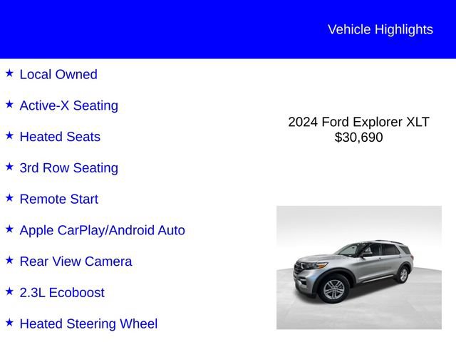 Certified 2024 Ford Explorer XLT w/ Equipment Group 202A RWD image 3