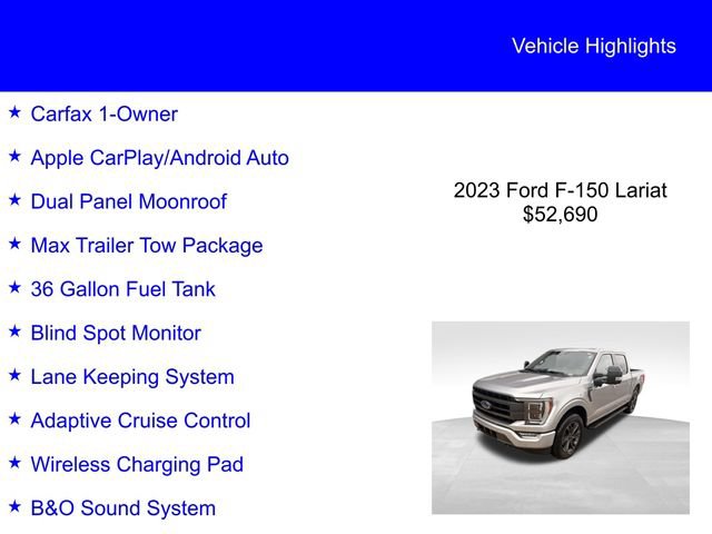 Certified 2023 Ford F150 Lariat w/ Equipment Group 502A High AWD/4WD image 2