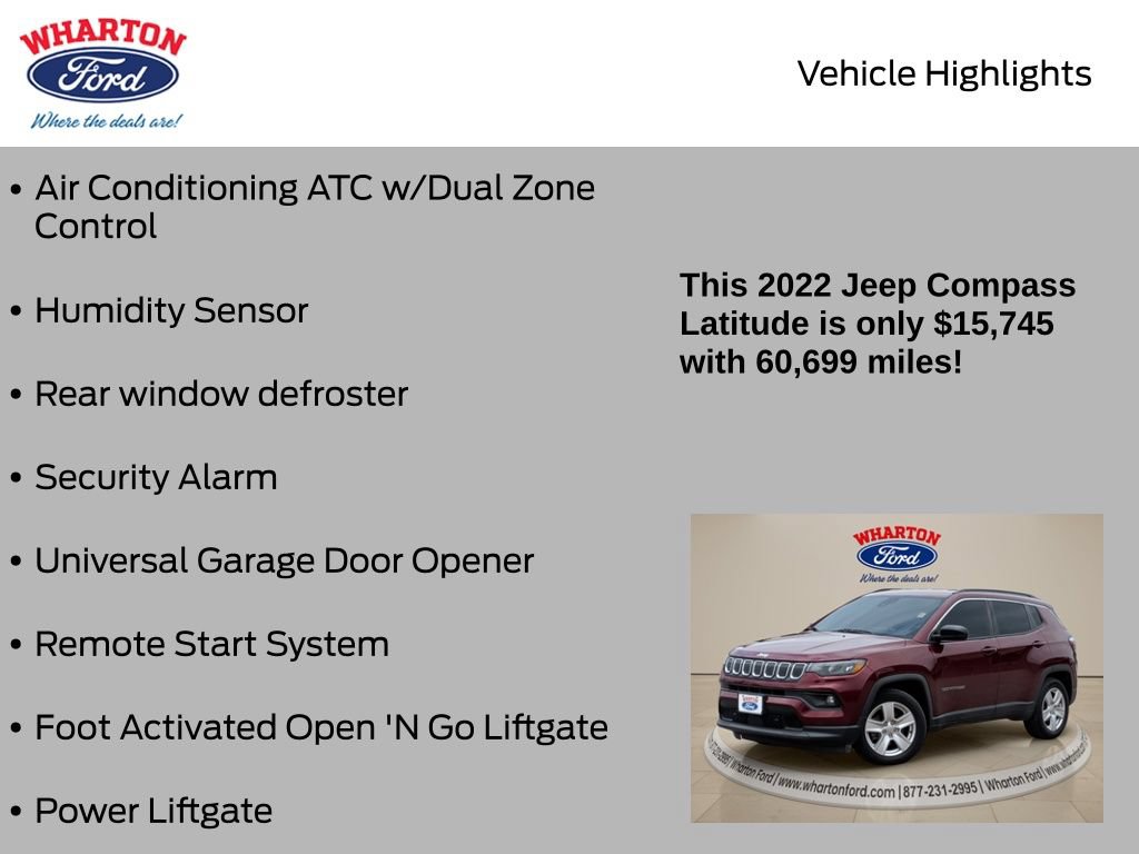 Used 2022 Jeep Compass Latitude w/ Convenience Group FWD image 20