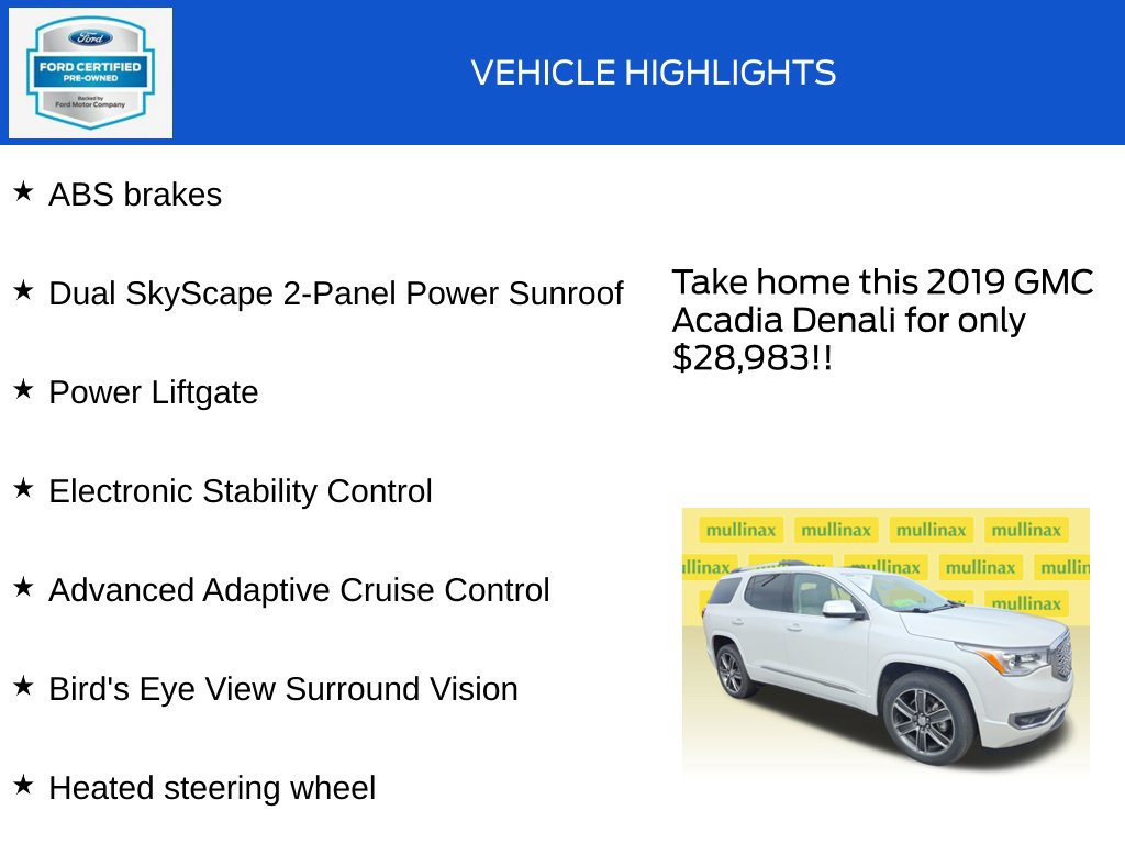 Used 2019 GMC Acadia Denali w/ Technology Package AWD/4WD image 19