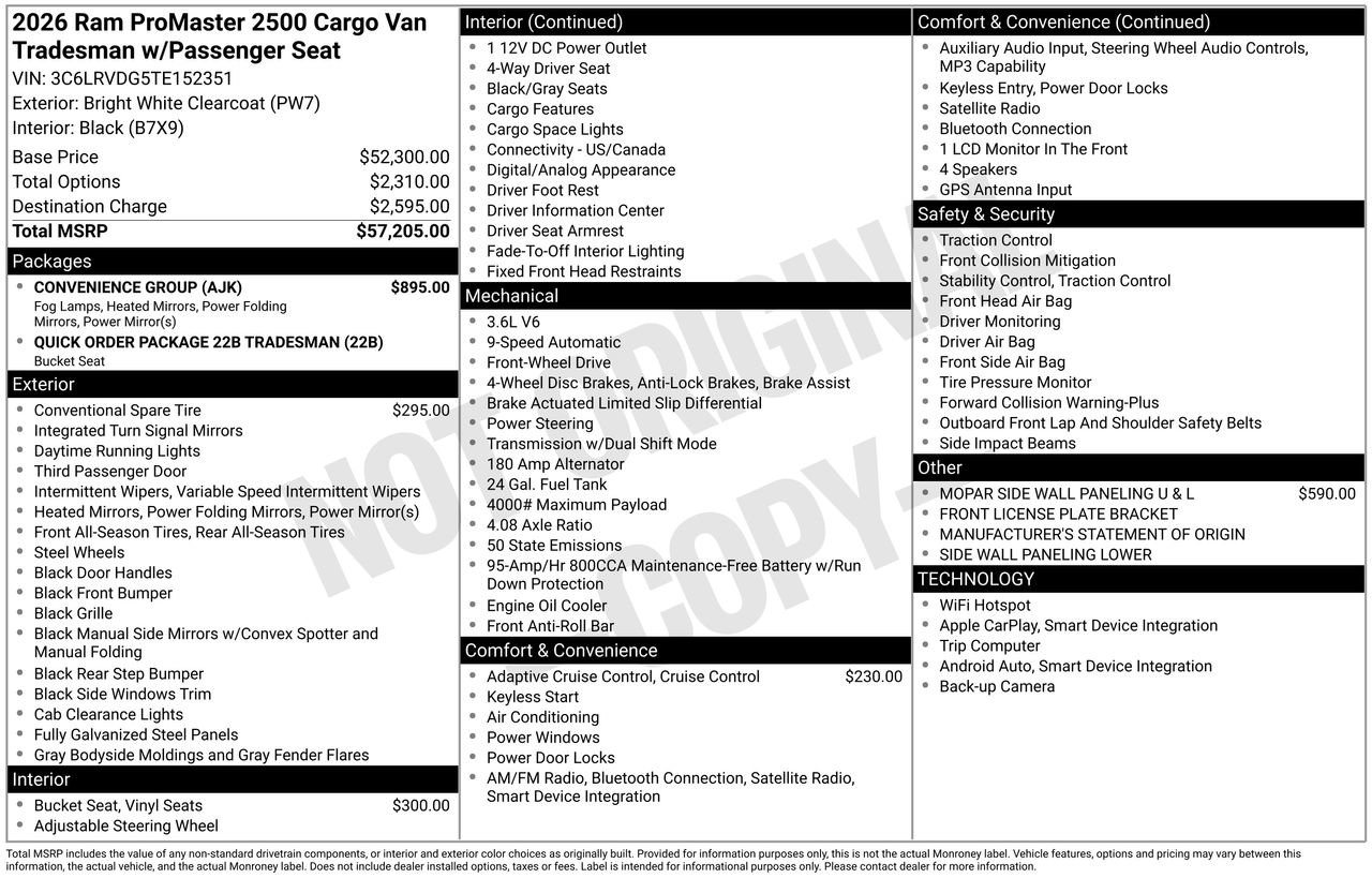 Used 2026 RAM ProMaster 2500 w/ Convenience Group FWD image 43