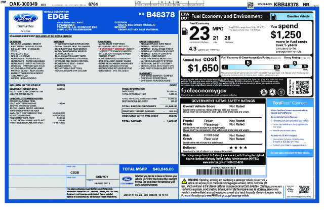 Certified 2019 Ford Edge SEL w/ Equipment Group 201A AWD/4WD image 40