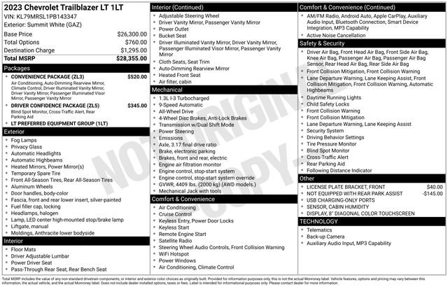 Used 2023 Chevrolet TrailBlazer LT w/ Convenience Package AWD/4WD image 3